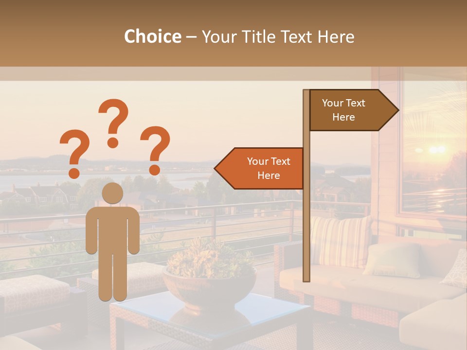 A Living Room With A View Of The Ocean PowerPoint Template
