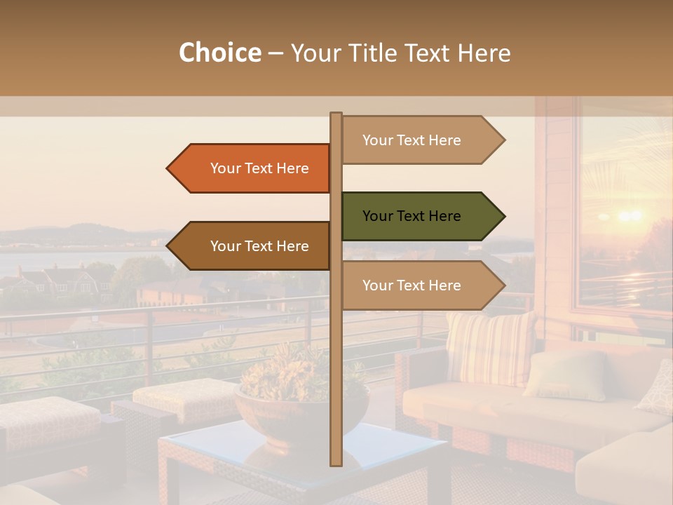 A Living Room With A View Of The Ocean PowerPoint Template