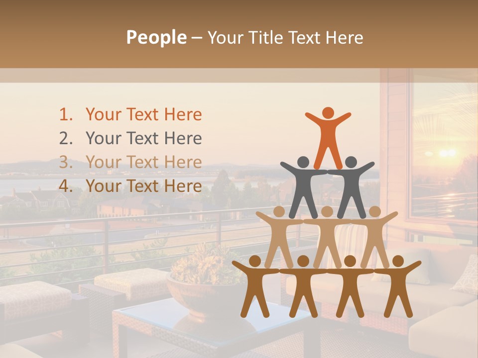 A Living Room With A View Of The Ocean PowerPoint Template