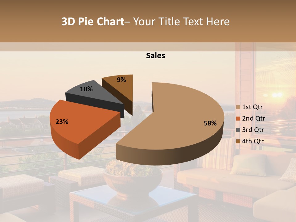 A Living Room With A View Of The Ocean PowerPoint Template