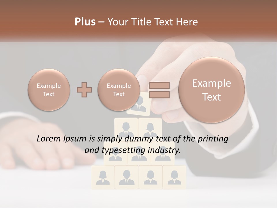 A Man In A Suit Placing Blocks On Top Of A Table PowerPoint Template