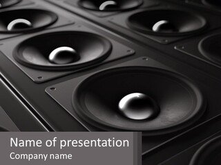 A Group Of Speakers With A Black Background PowerPoint Template