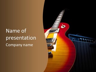 An Electric Guitar On A Black Background Powerpoint Template PowerPoint Template