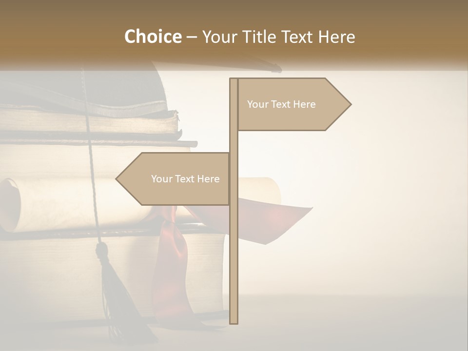 A Graduation Cap On Top Of A Stack Of Books PowerPoint Template