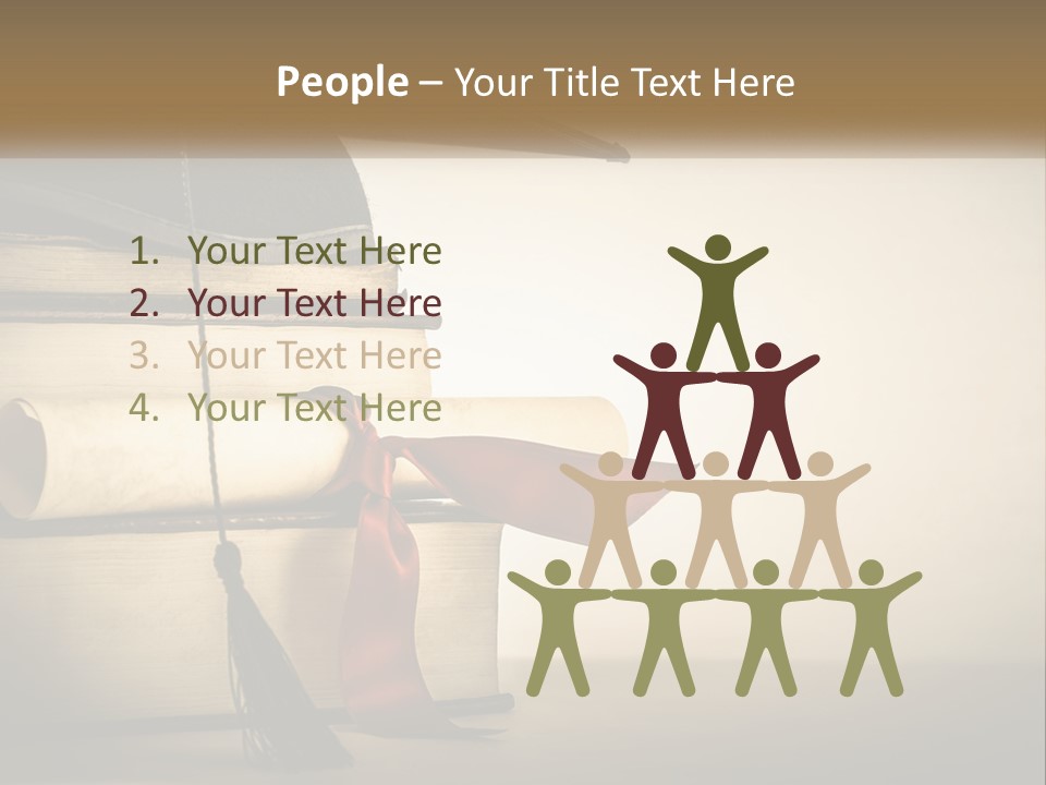 A Graduation Cap On Top Of A Stack Of Books PowerPoint Template