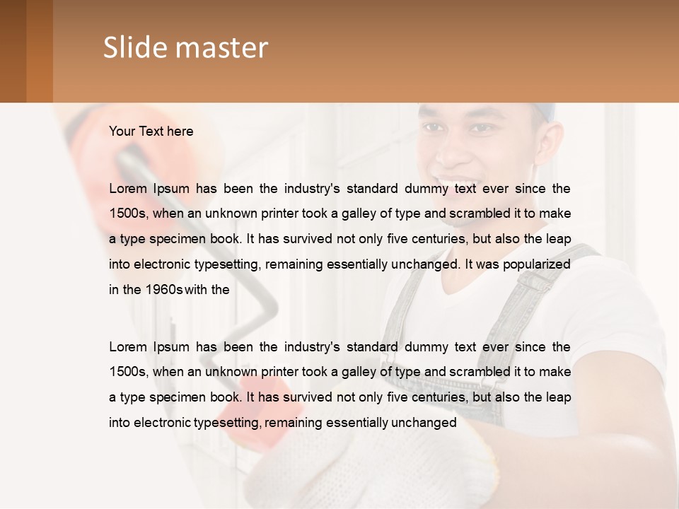 A Man Is Painting A Wall With A Roller PowerPoint Template