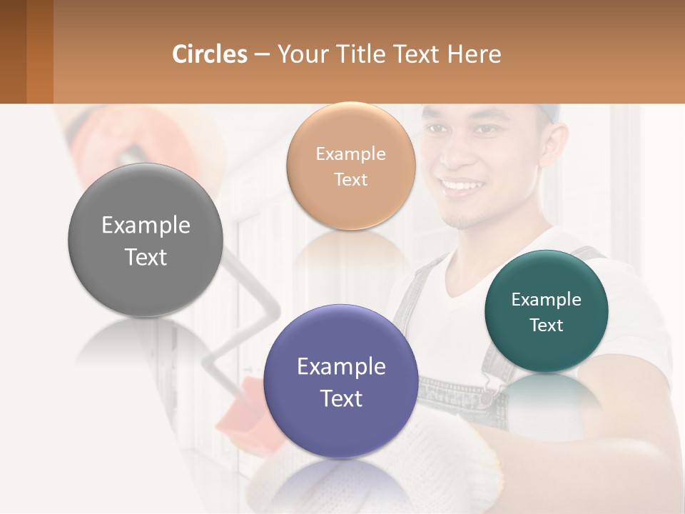 A Man Is Painting A Wall With A Roller PowerPoint Template