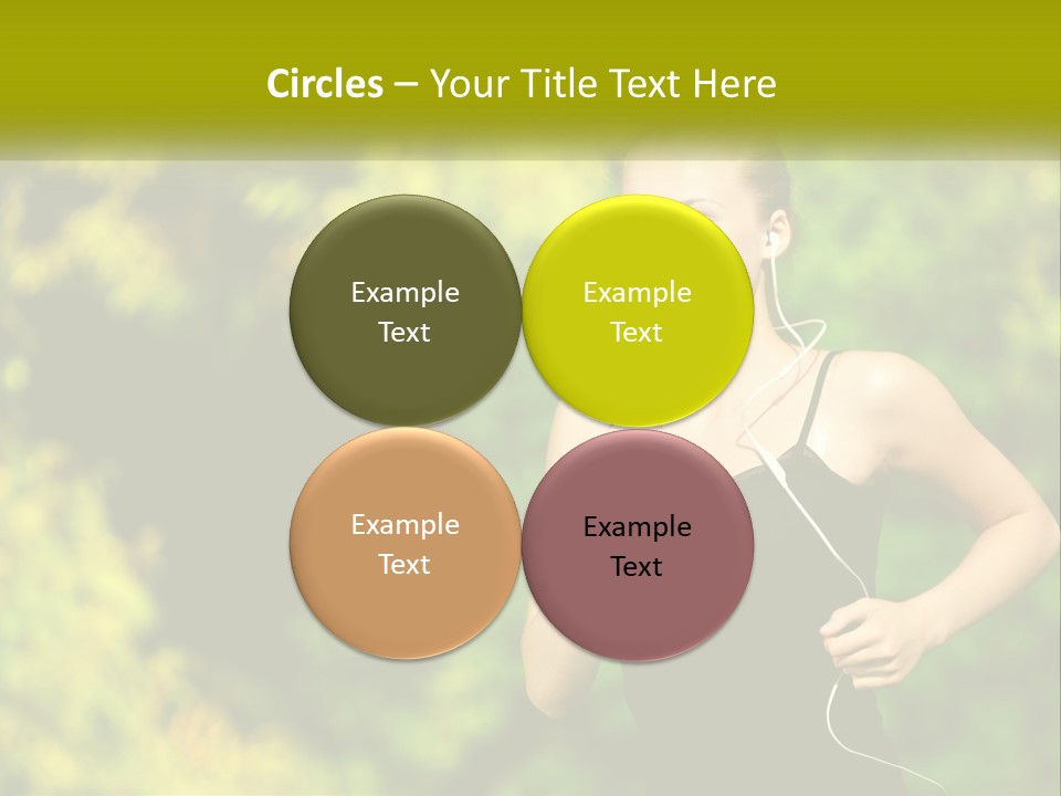 A Young Woman Is Listening To Music With Headphones PowerPoint Template