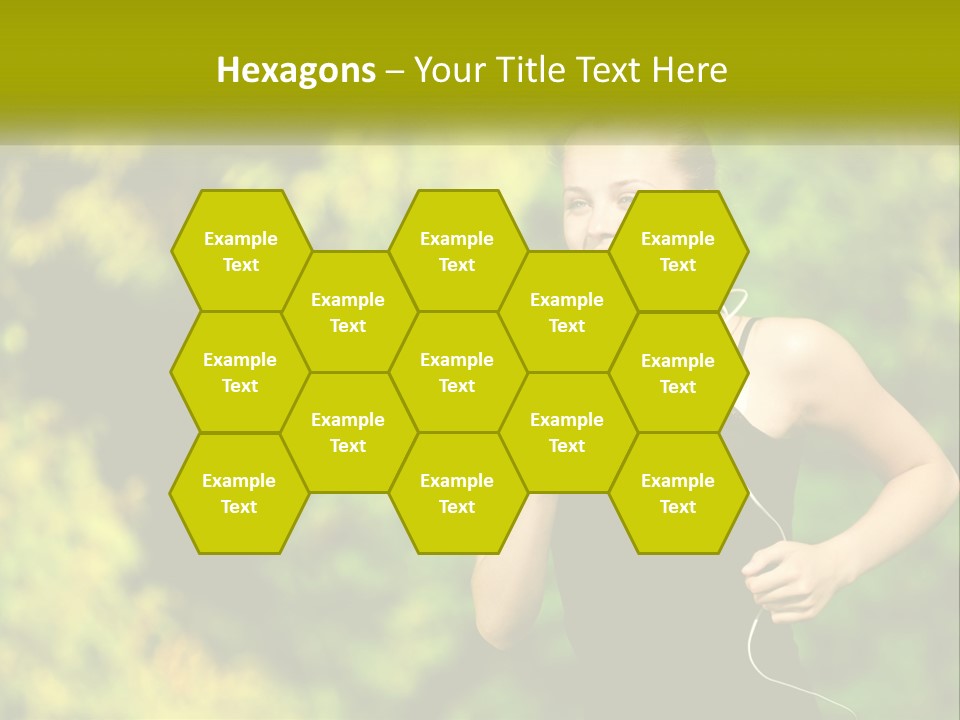 A Young Woman Is Listening To Music With Headphones PowerPoint Template