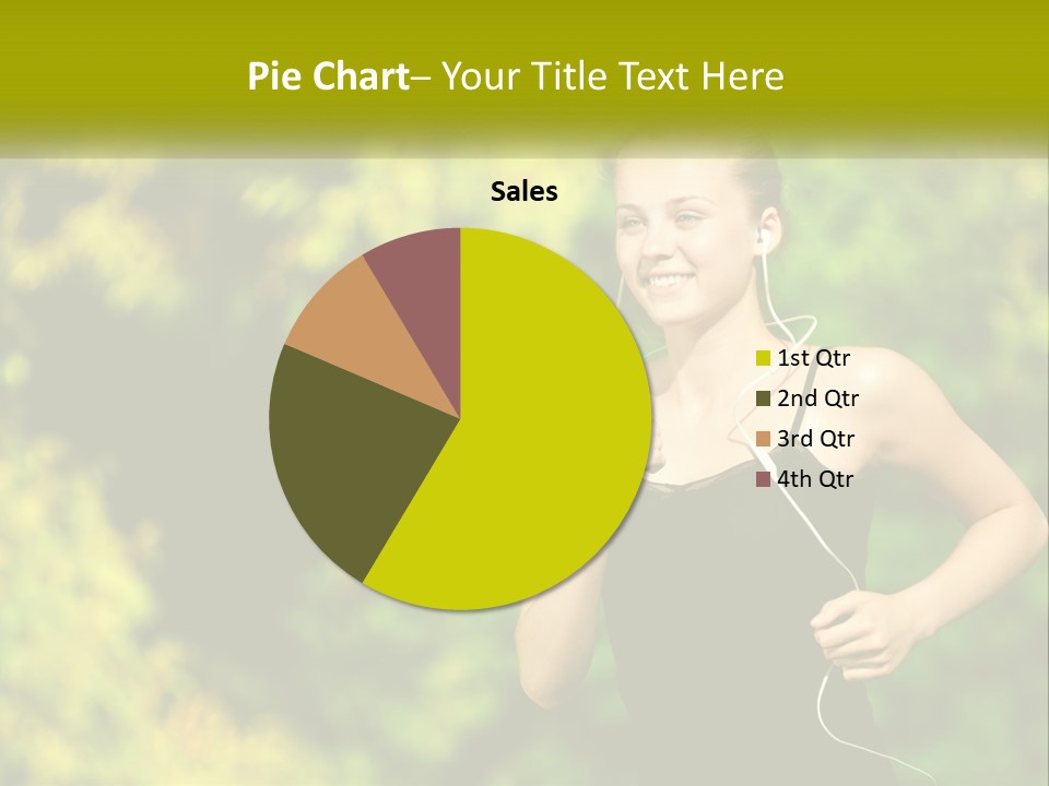 A Young Woman Is Listening To Music With Headphones PowerPoint Template