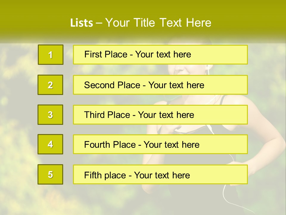 A Young Woman Is Listening To Music With Headphones PowerPoint Template