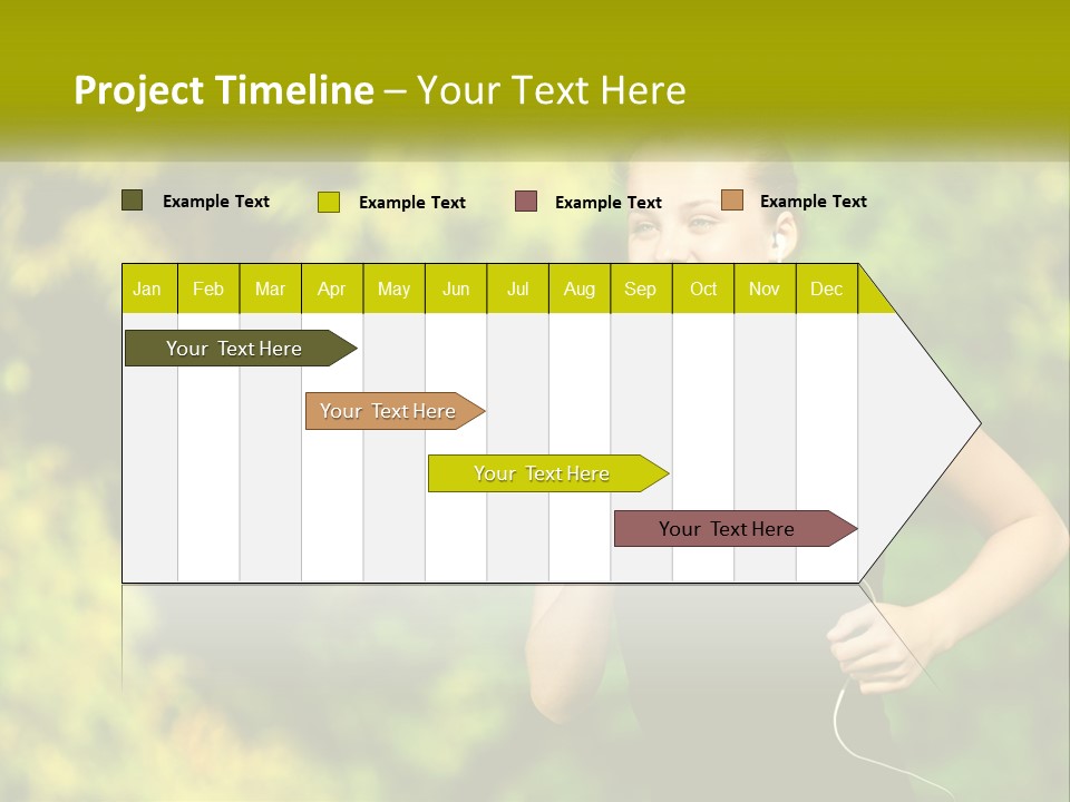 A Young Woman Is Listening To Music With Headphones PowerPoint Template