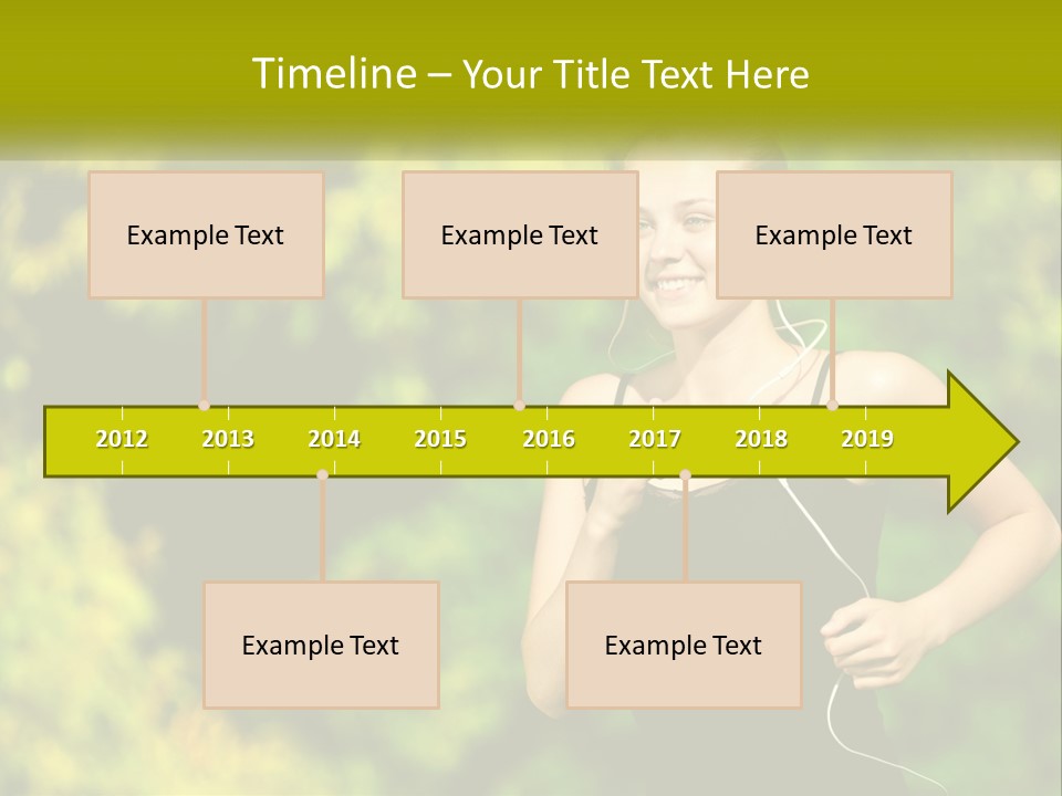 A Young Woman Is Listening To Music With Headphones PowerPoint Template