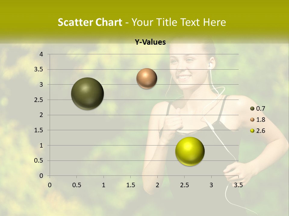 A Young Woman Is Listening To Music With Headphones PowerPoint Template