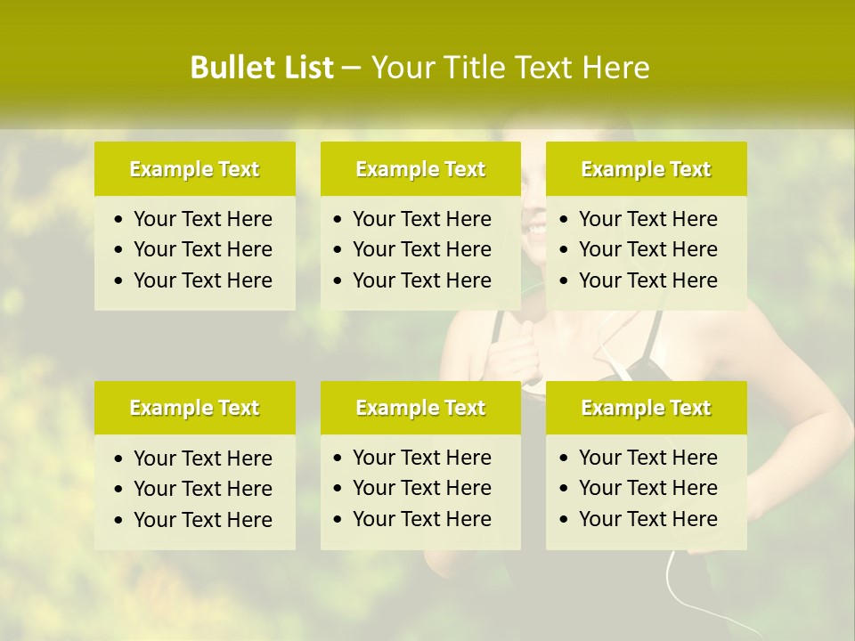 A Young Woman Is Listening To Music With Headphones PowerPoint Template