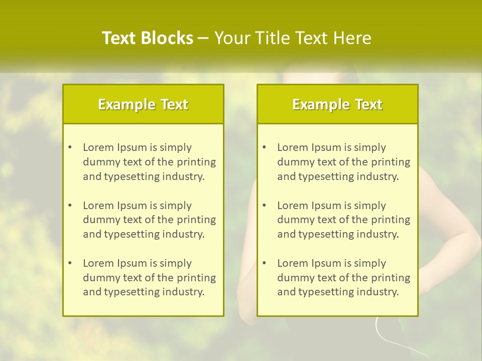 A Young Woman Is Listening To Music With Headphones PowerPoint Template
