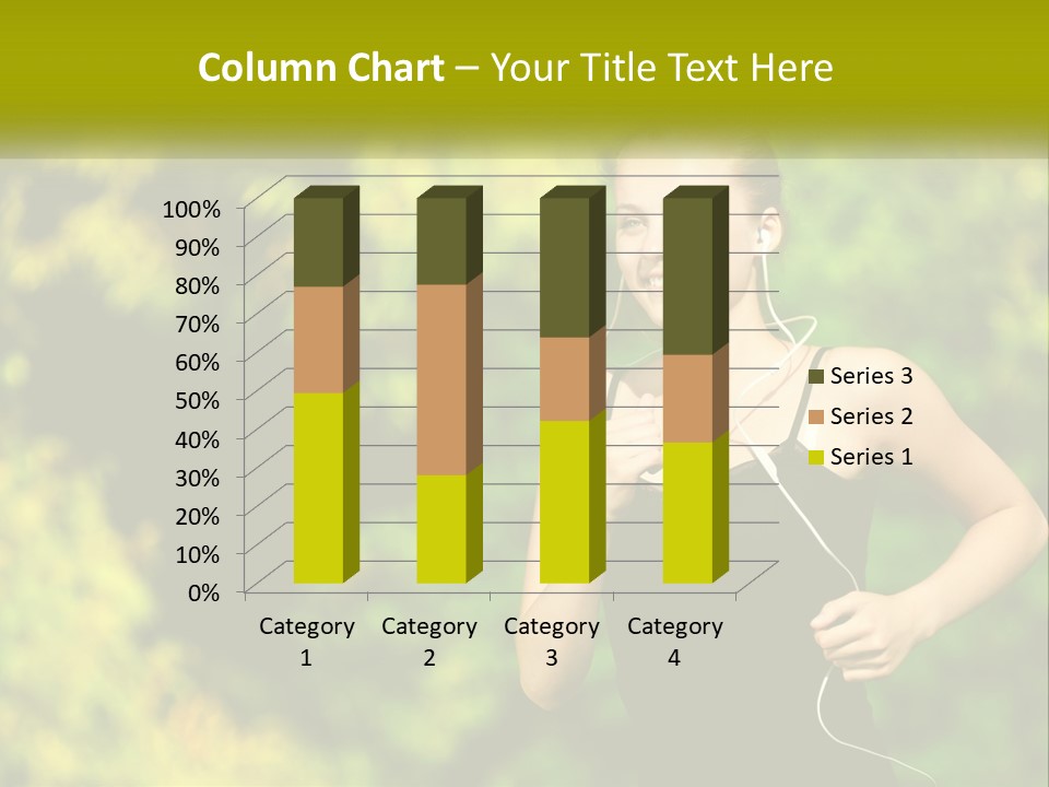 A Young Woman Is Listening To Music With Headphones PowerPoint Template