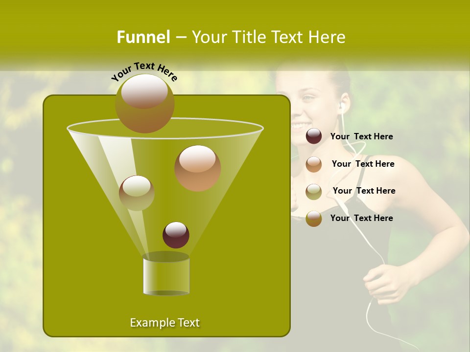 A Young Woman Is Listening To Music With Headphones PowerPoint Template