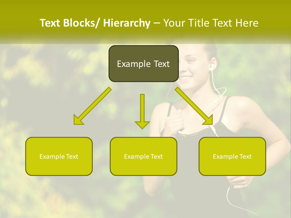 A Young Woman Is Listening To Music With Headphones PowerPoint Template