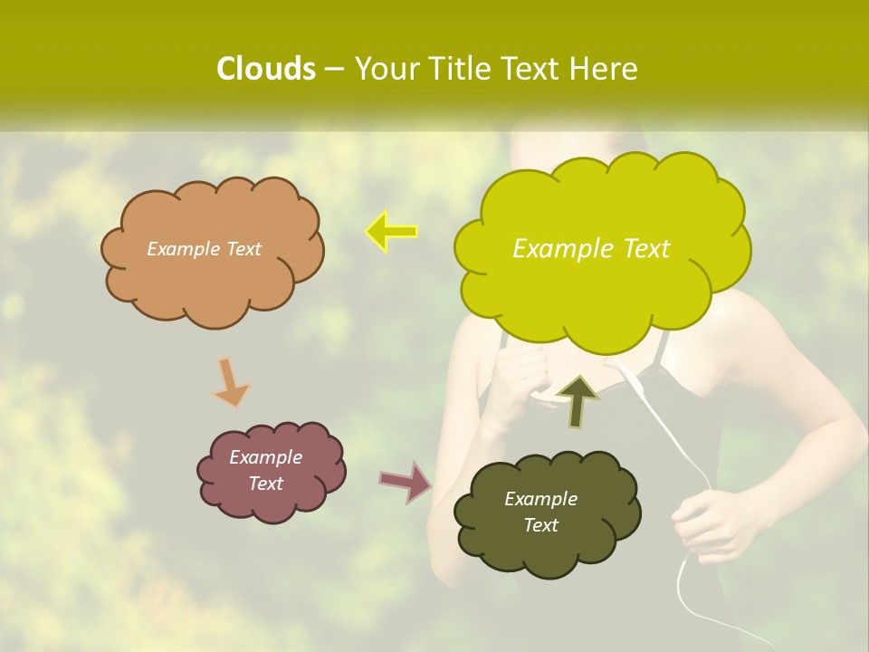 A Young Woman Is Listening To Music With Headphones PowerPoint Template