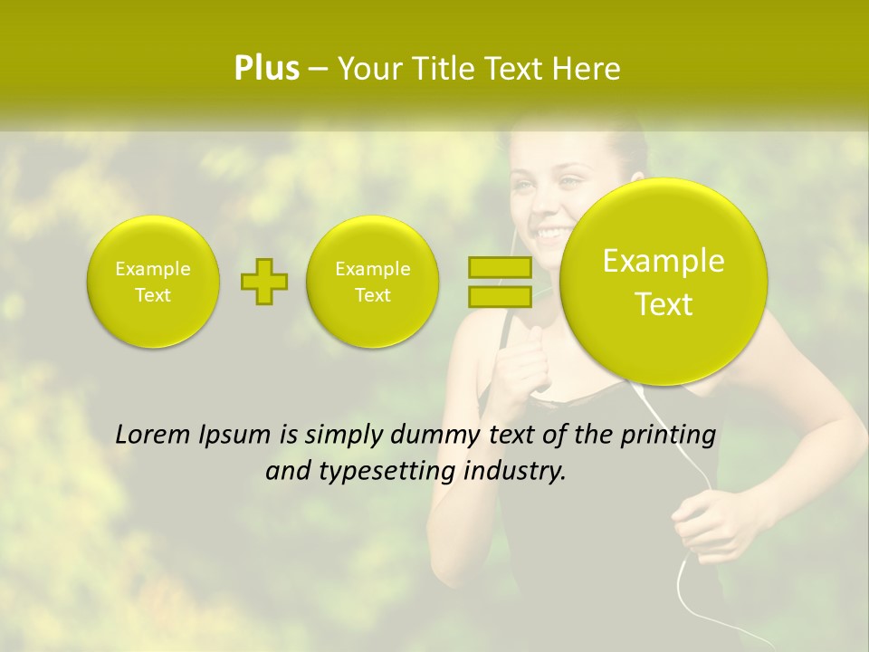 A Young Woman Is Listening To Music With Headphones PowerPoint Template