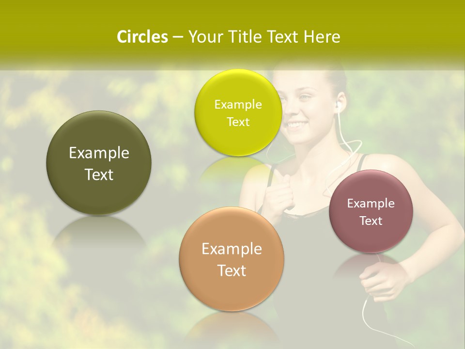 A Young Woman Is Listening To Music With Headphones PowerPoint Template