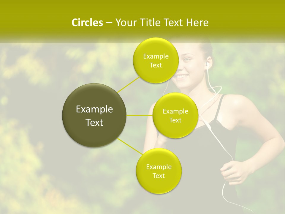 A Young Woman Is Listening To Music With Headphones PowerPoint Template