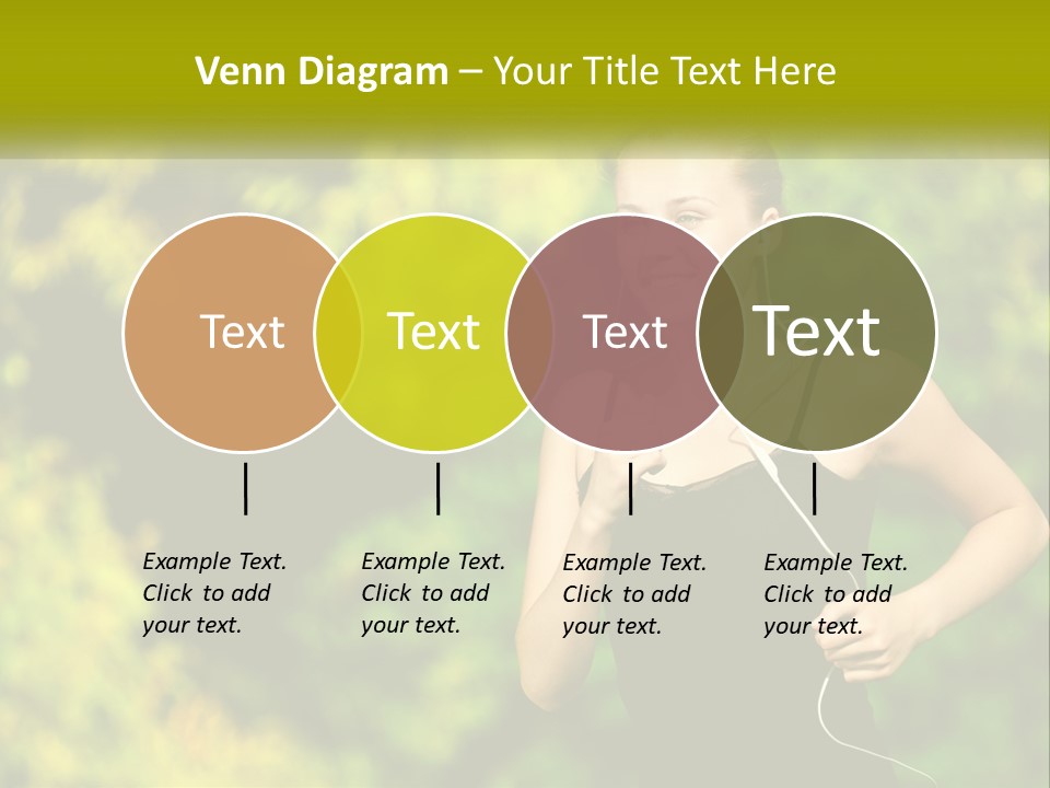 A Young Woman Is Listening To Music With Headphones PowerPoint Template