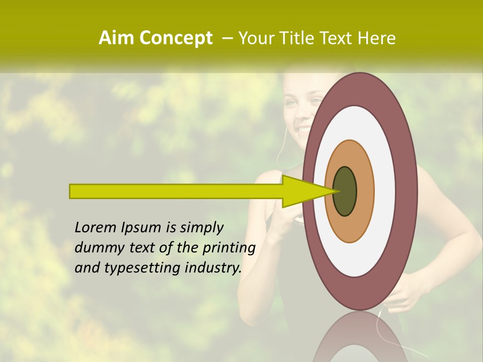 A Young Woman Is Listening To Music With Headphones PowerPoint Template