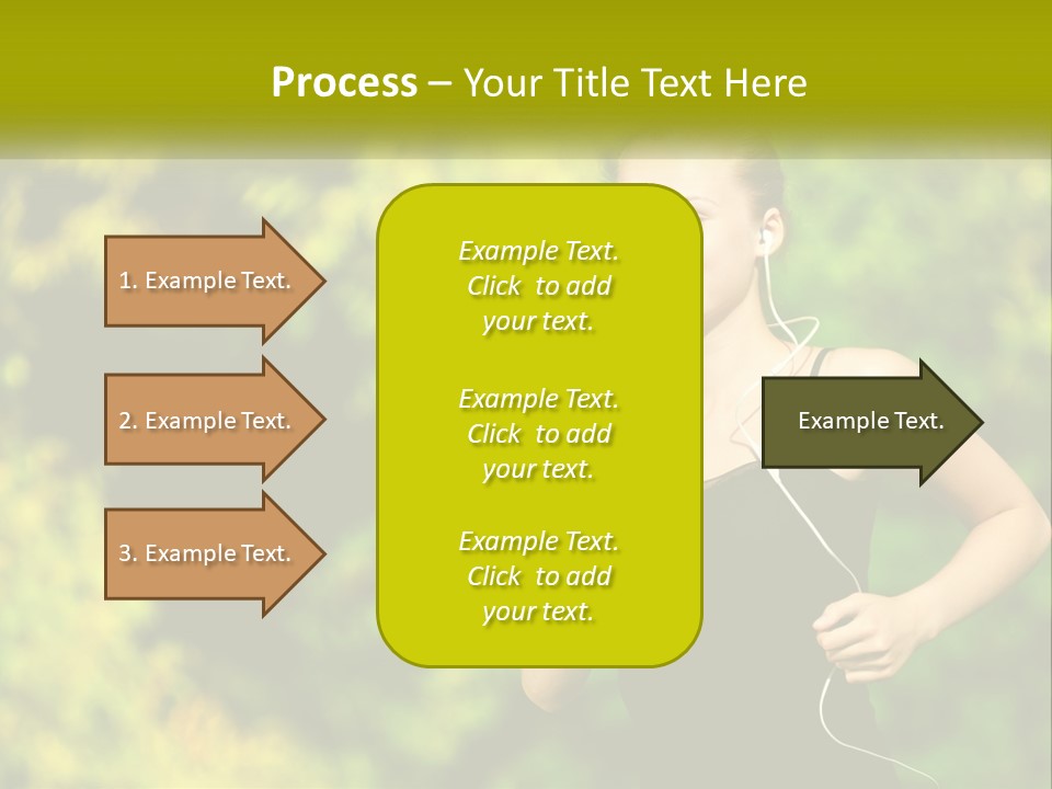 A Young Woman Is Listening To Music With Headphones PowerPoint Template