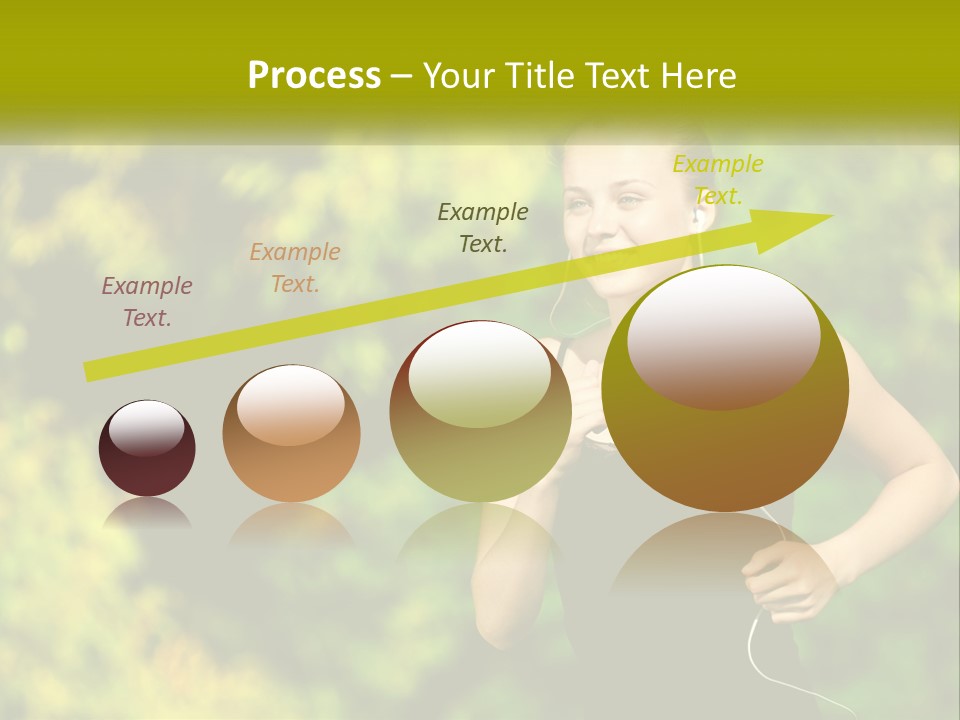 A Young Woman Is Listening To Music With Headphones PowerPoint Template