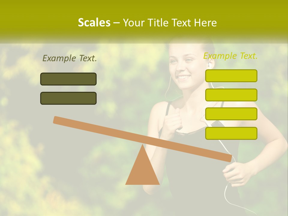 A Young Woman Is Listening To Music With Headphones PowerPoint Template