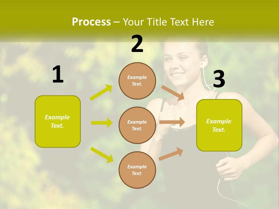 A Young Woman Is Listening To Music With Headphones PowerPoint Template