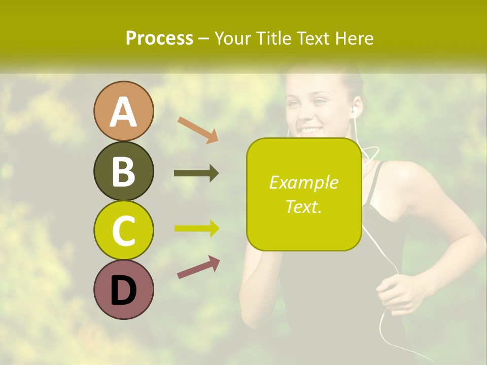 A Young Woman Is Listening To Music With Headphones PowerPoint Template