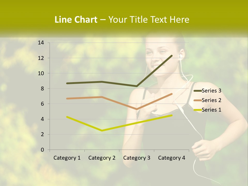 A Young Woman Is Listening To Music With Headphones PowerPoint Template