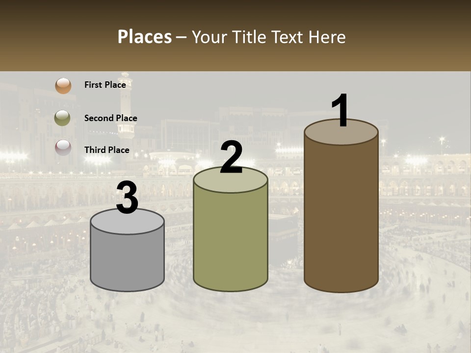 A Large Group Of People Standing Around A Building PowerPoint Template