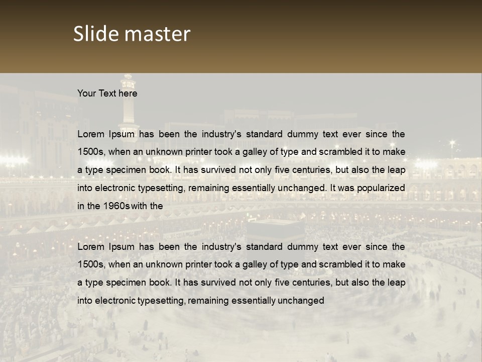 A Large Group Of People Standing Around A Building PowerPoint Template