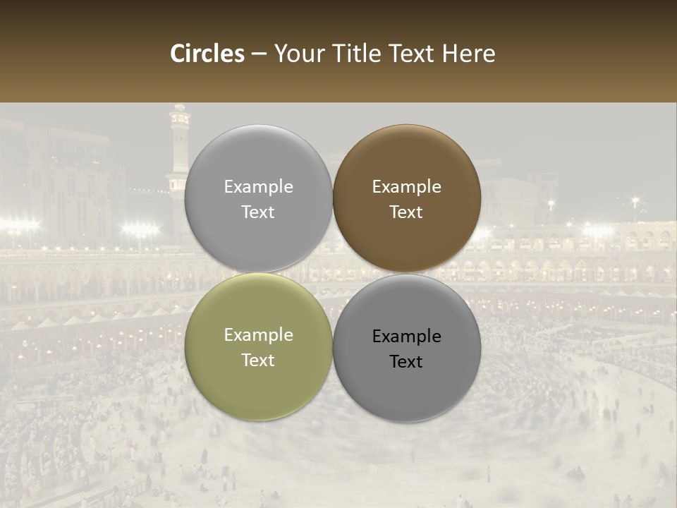 A Large Group Of People Standing Around A Building PowerPoint Template