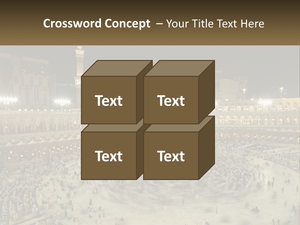 A Large Group Of People Standing Around A Building PowerPoint Template
