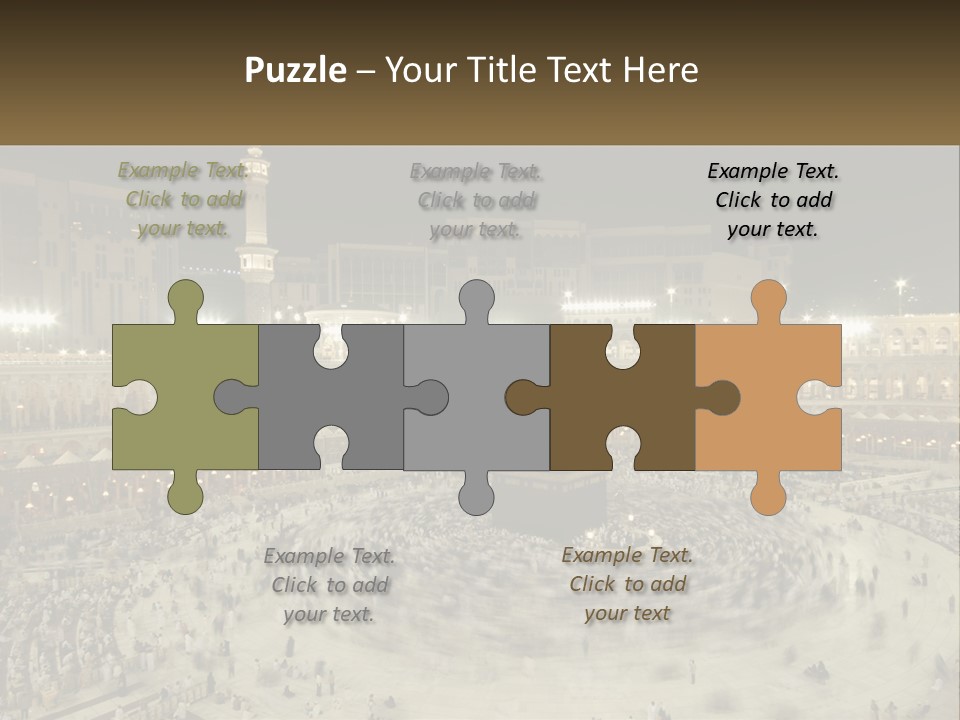 A Large Group Of People Standing Around A Building PowerPoint Template