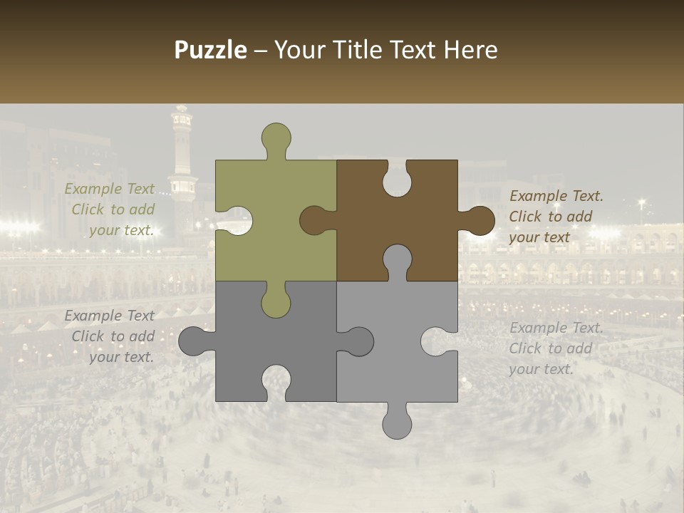 A Large Group Of People Standing Around A Building PowerPoint Template