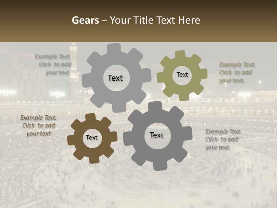 A Large Group Of People Standing Around A Building PowerPoint Template