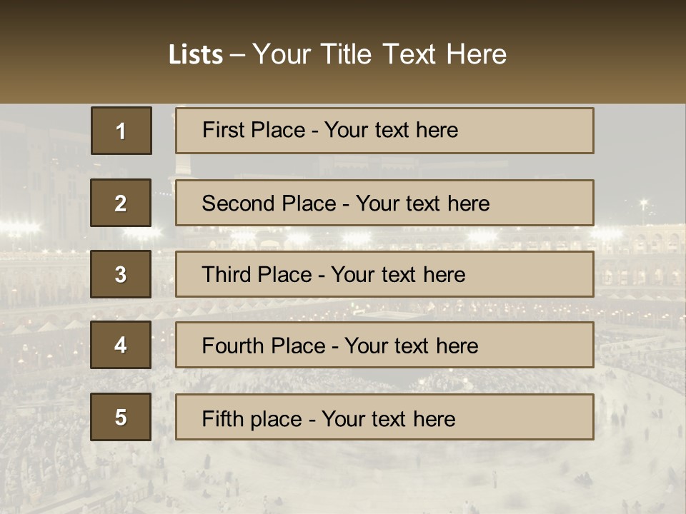 A Large Group Of People Standing Around A Building PowerPoint Template