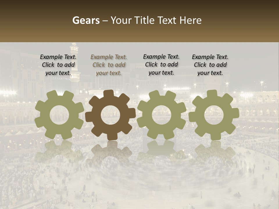 A Large Group Of People Standing Around A Building PowerPoint Template