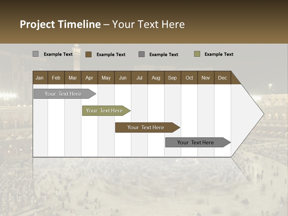 A Large Group Of People Standing Around A Building PowerPoint Template