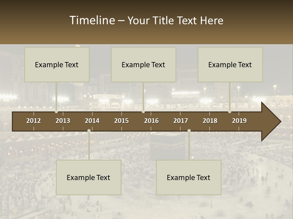 A Large Group Of People Standing Around A Building PowerPoint Template
