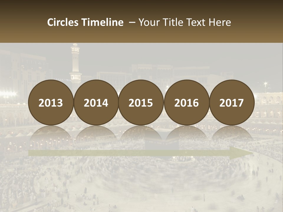 A Large Group Of People Standing Around A Building PowerPoint Template