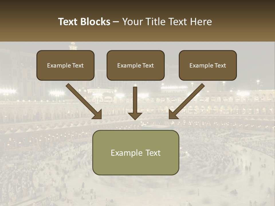 A Large Group Of People Standing Around A Building PowerPoint Template
