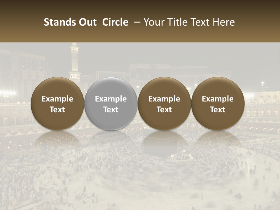 A Large Group Of People Standing Around A Building PowerPoint Template