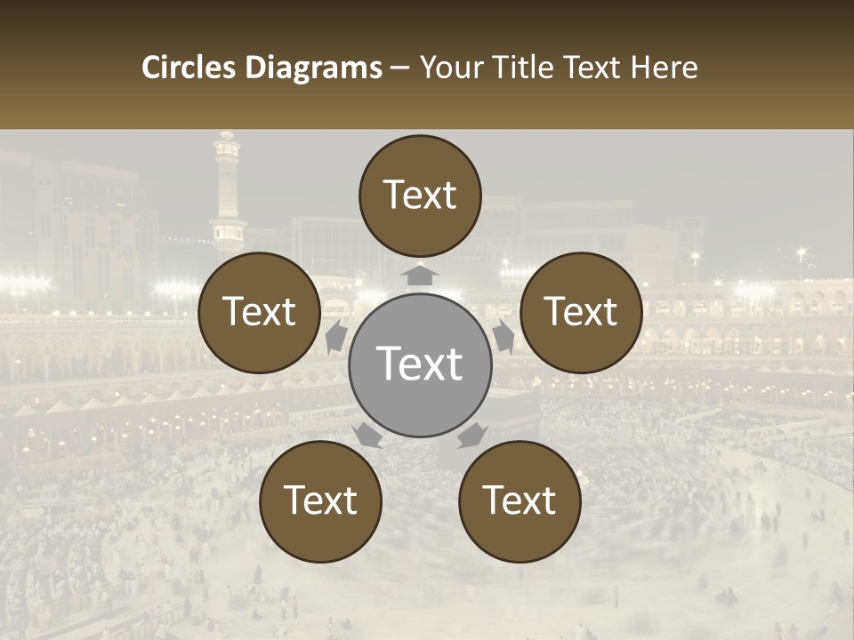 A Large Group Of People Standing Around A Building PowerPoint Template